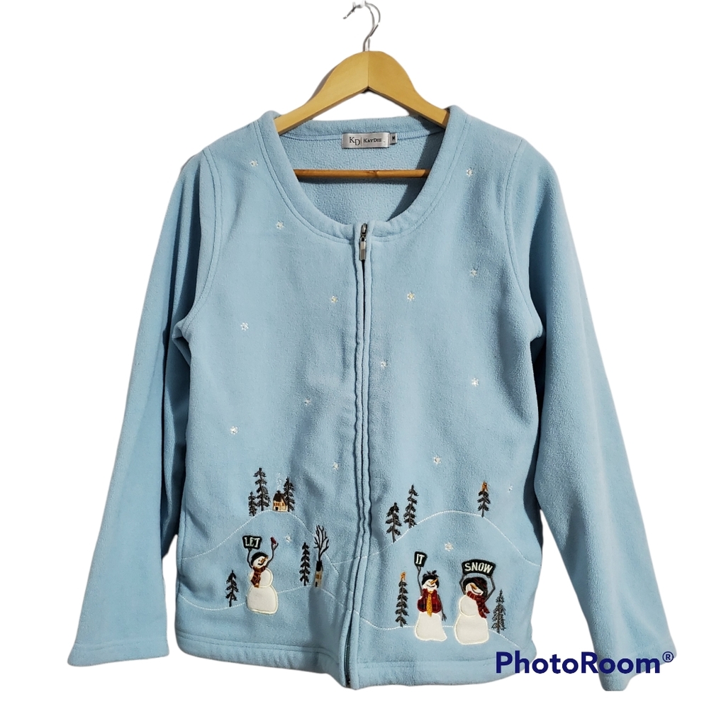 KayDee Light Blue Winter Zip-up Sweater Size M